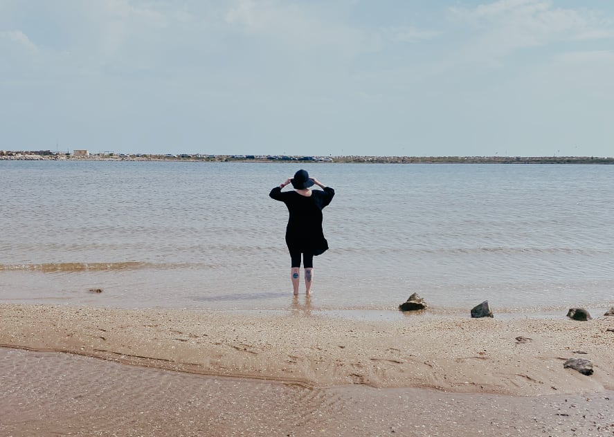 susan on a beach in France
